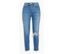 Hoch sitzende Cropped Skinny Jeans inDistressed-Optik
