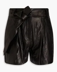 IRO Yazuka Shorts aus Leder mit Falten Schwarz