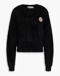 Moschino Pullover aus gebürstetem Strick mit Kristallverzierung Schwarz