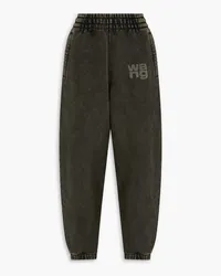 Alexander Wang Track Pants aus Fleece aus einer Baumwollmischung mit Glitter-Finish Grün