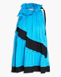 3.1 phillip lim Oberteil aus Satin mit Falten und Crêpe-Besatz Blau