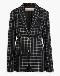 Marni Blazer aus Woll-Jacquard mit Karomuster Schwarz