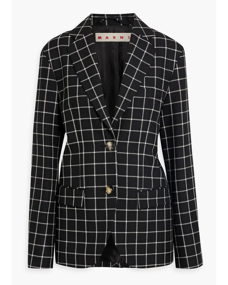 Marni Blazer aus Woll-Jacquard mit Karomuster Schwarz