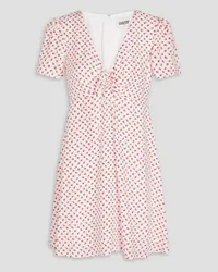 Claudie Pierlot Gerafftes Minikleid aus Crêpe de Chine mit floralem Print und Schleife Rot