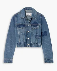 Ganni Cropped Jeansjacke Blau