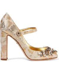 Dolce & Gabbana Mary-Jane-Pumps aus Brokat in-Optik mit Verzierung Metallic