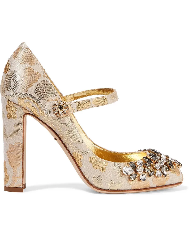 Dolce & Gabbana Mary-Jane-Pumps aus Brokat in-Optik mit Verzierung Metallic