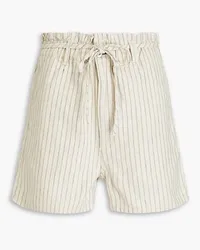 Rag & Bone Gestreifte Shorts aus Canvas aus einer Baumwoll-, Hanf und Leinenmischung Neutral