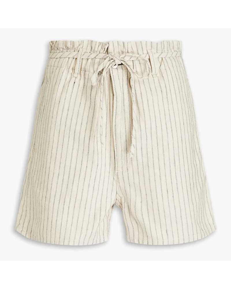 Rag & Bone Gestreifte Shorts aus Canvas aus einer Baumwoll-, Hanf und Leinenmischung Neutral