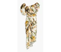 Heaven Kleid aus Satin mit Blumenprint und asymmetrischer Schulterpartie