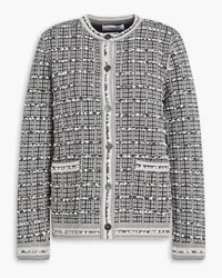 Thom Browne Karierter Cardigan aus Jacquard-Strick aus einer Baumwollmischung Grau