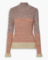 Ulla Johnson Violette Rollkragenpullover aus Rippstrick mit Streifen Pink