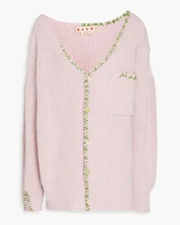 Marni Cardigan aus gerippter Wolle Pink