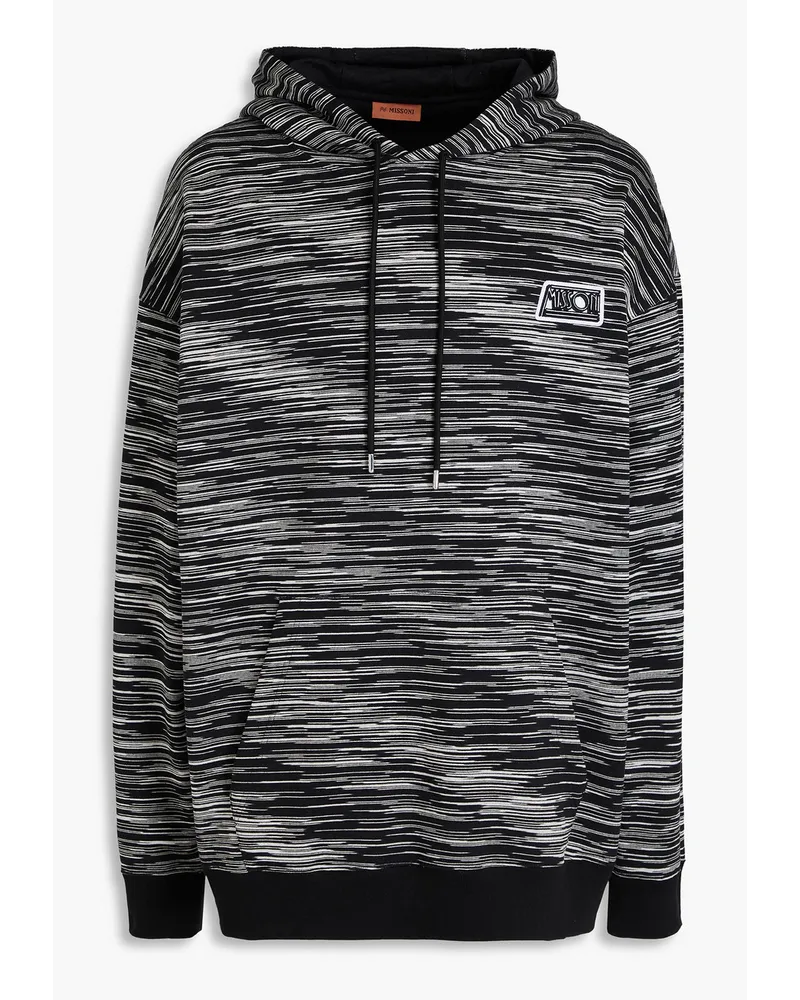 Missoni Hoodie aus Baumwollfrottee inSpace-Dye-Optik mit Applikationen Schwarz