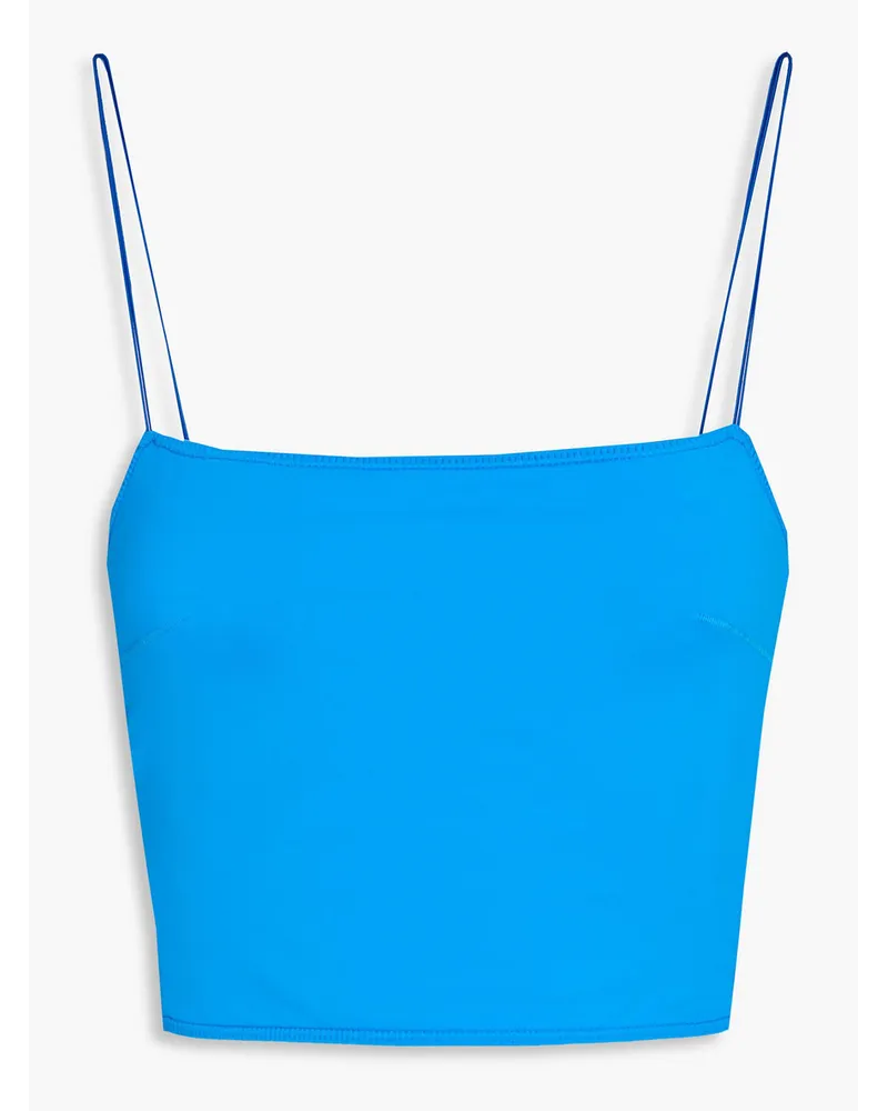 Jacquemus Pomelo Cropped Oberteil aus Stretch-Jersey Blau