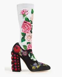 Dolce & Gabbana Sock Boots aus Jersey mit floralem Print Schwarz