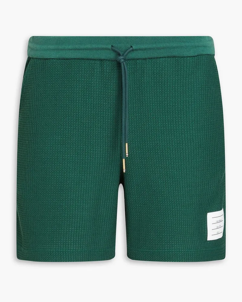 Thom Browne Shorts aus Baumwolle inWaffelstrick Grün