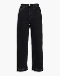 Theory Hoch sitzende Cropped Jeans mit geradem Bein inausgewaschener Optik Schwarz