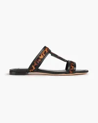 TOD'S Double T Sandalen aus Kalbshaar mit Leopardenprint Braun