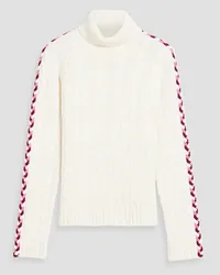 Derek Lam Rollkragenpullover aus Wolle mit Zopfstrickmuster und Stickereien Weiß