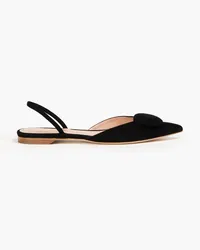 Rupert Sanderson Sabine flache Slingback-Schuhe mit spitzer Kappe aus Veloursleder mit Verzierung Schwarz