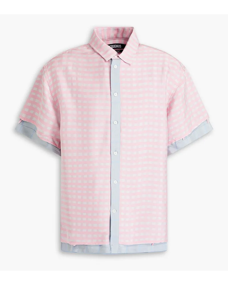 Jacquemus Melancia Hemd aus Jacquard mit Gingham-Karo Pink