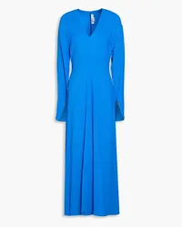 Victoria Beckham Plissiertes Midikleid aus Crêpe Blau