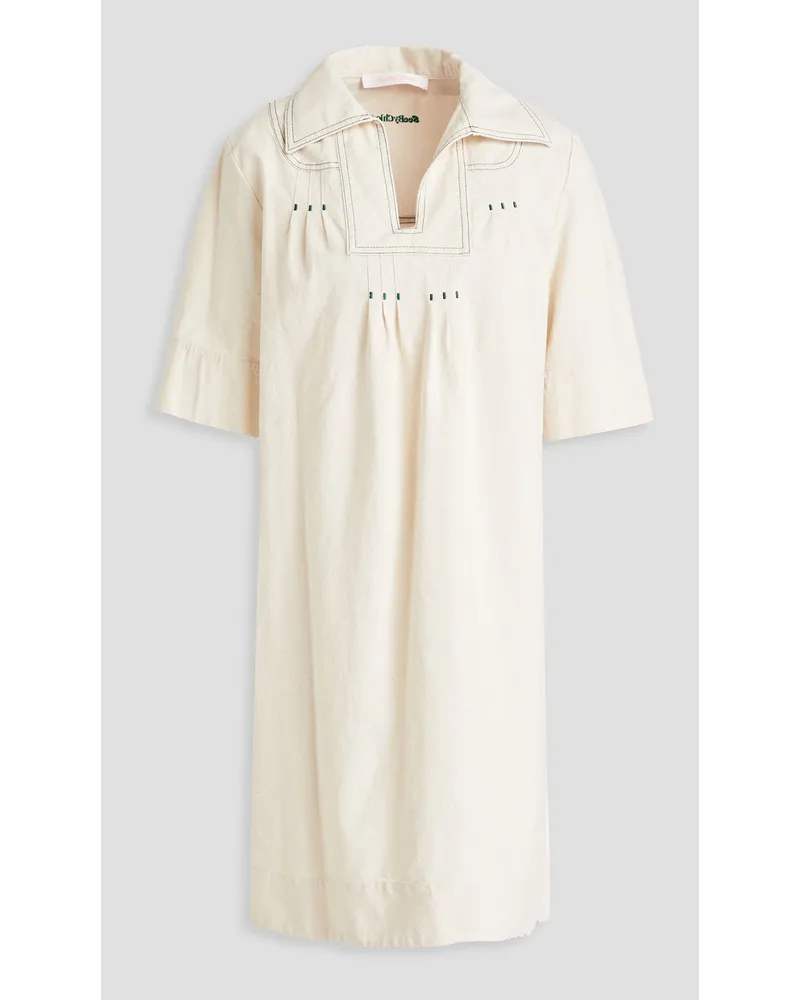 See by Chloé Kleid aus Baumwolle mit Stickereien Weiß