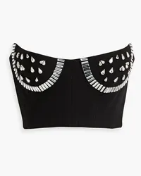 Area Cropped Bustier-Oberteil aus Jersey mit Kristallverzierung Schwarz