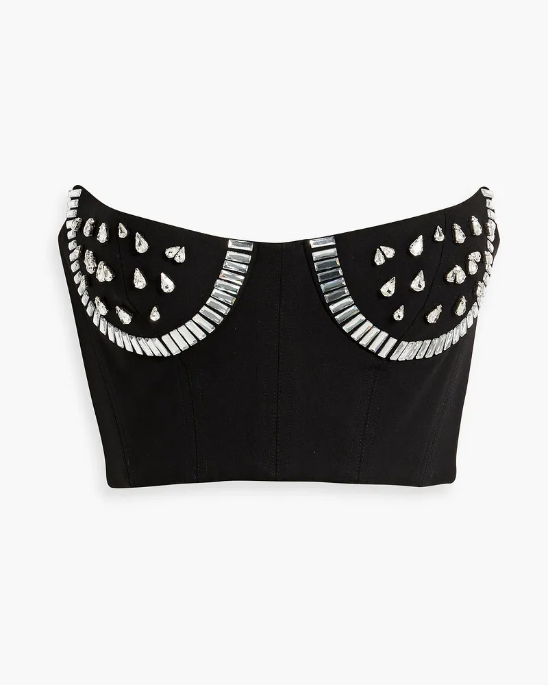 Area Cropped Bustier-Oberteil aus Jersey mit Kristallverzierung Schwarz