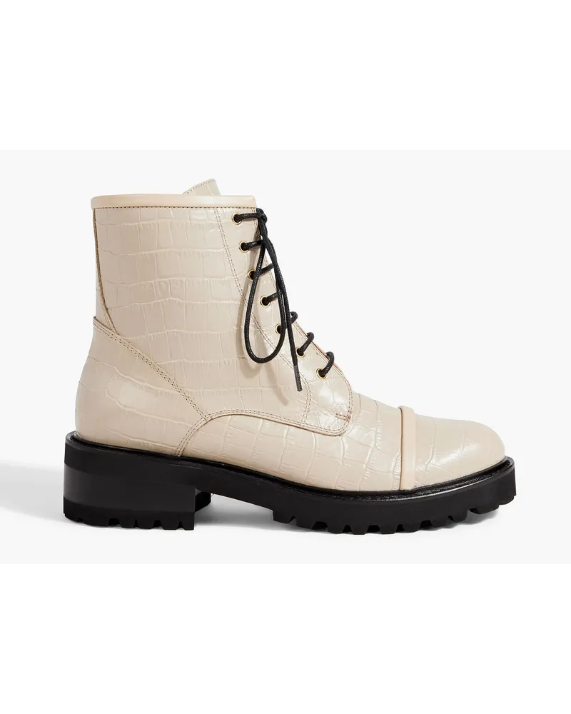 Malone Souliers Bryce Combat Boots aus Leder mit Krokodileffekt Weiß