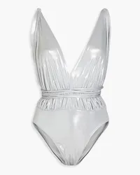 Norma Kamali Goddess Mio ruched  swimsuit Metallic