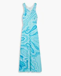 Etro Maxikleid aus Strick mit Print Blau