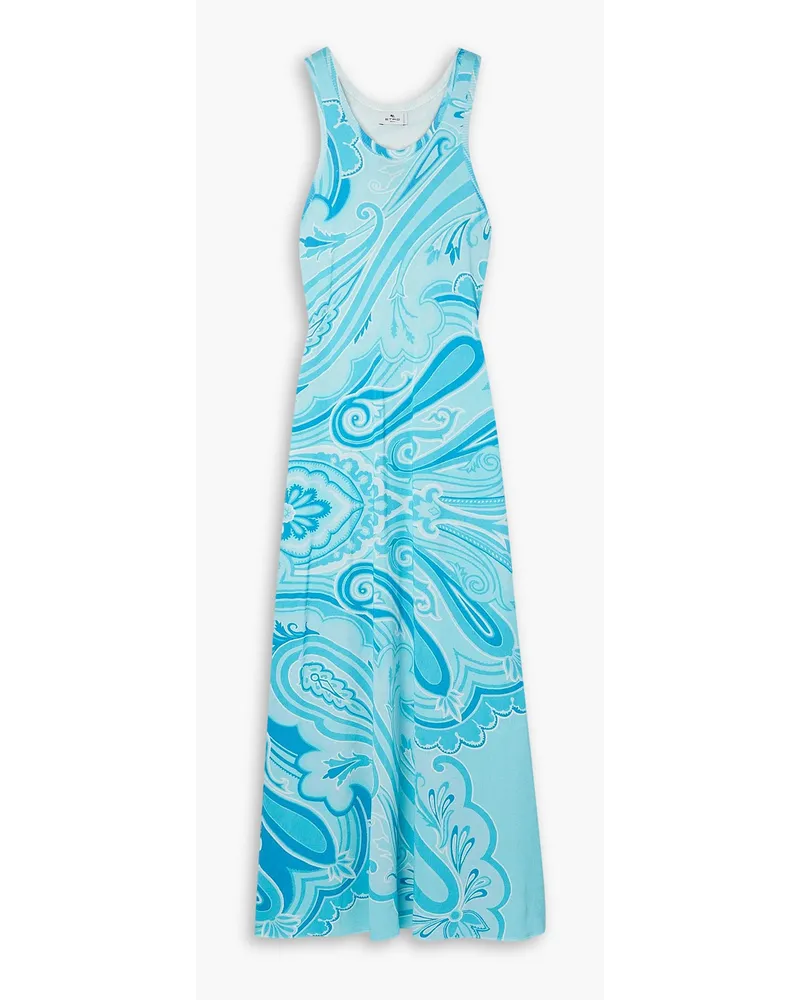 Etro Maxikleid aus Strick mit Print Blau