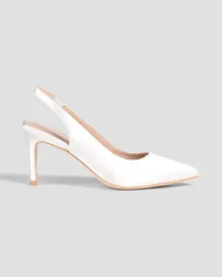 Stuart Weitzman Dancer 75 Slingback-Pumps aus Satin Weiß