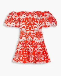 Borgo De Nor Ziggy schulterfreies Minikleid aus Baumwolle mit Blumenprint Rot