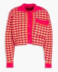 Jacquemus Macio Cropped Lochstrick-Cardigan aus einer Baumwollmischung Orange