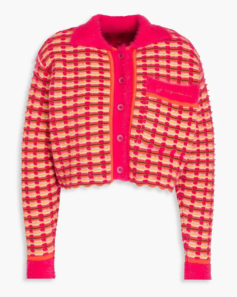 Jacquemus Macio Cropped Lochstrick-Cardigan aus einer Baumwollmischung Orange