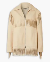 Stella McCartney Jacke aus Kunstleder mit Fransen Neutral