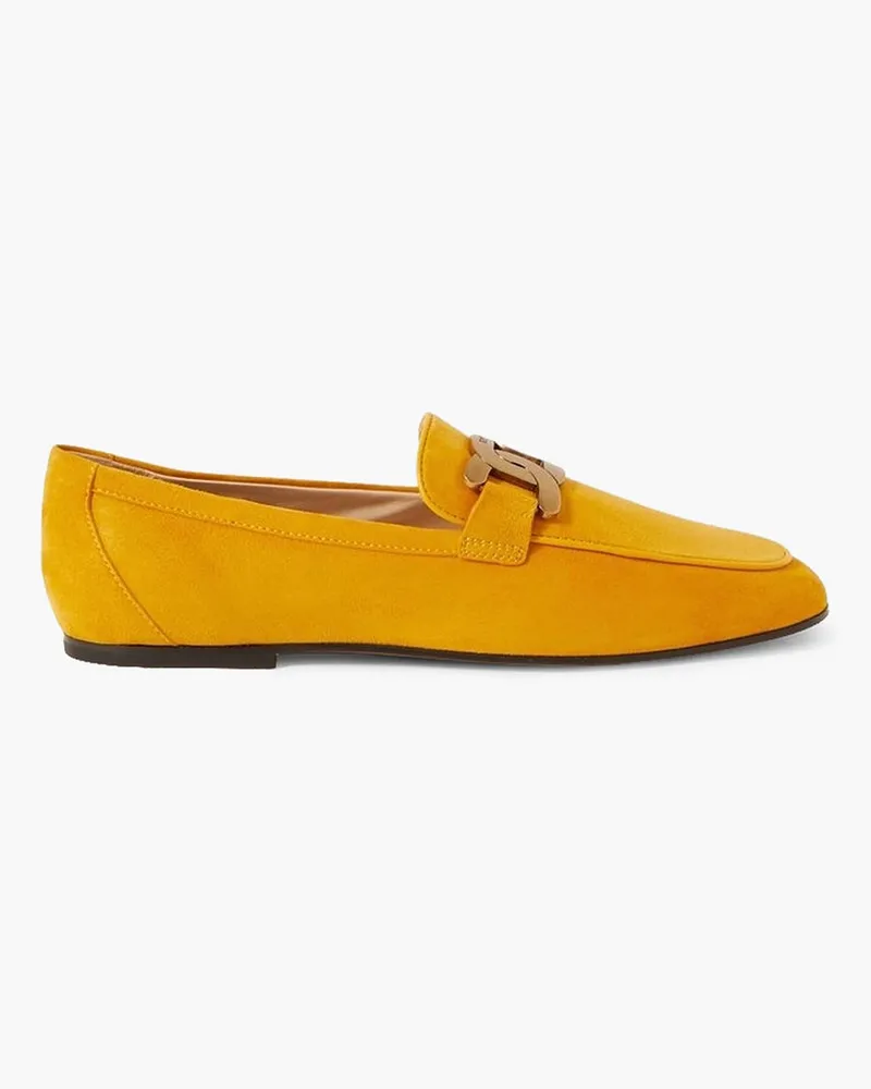 TOD'S Kate Loafers aus Veloursleder mit Verzierung Gelb