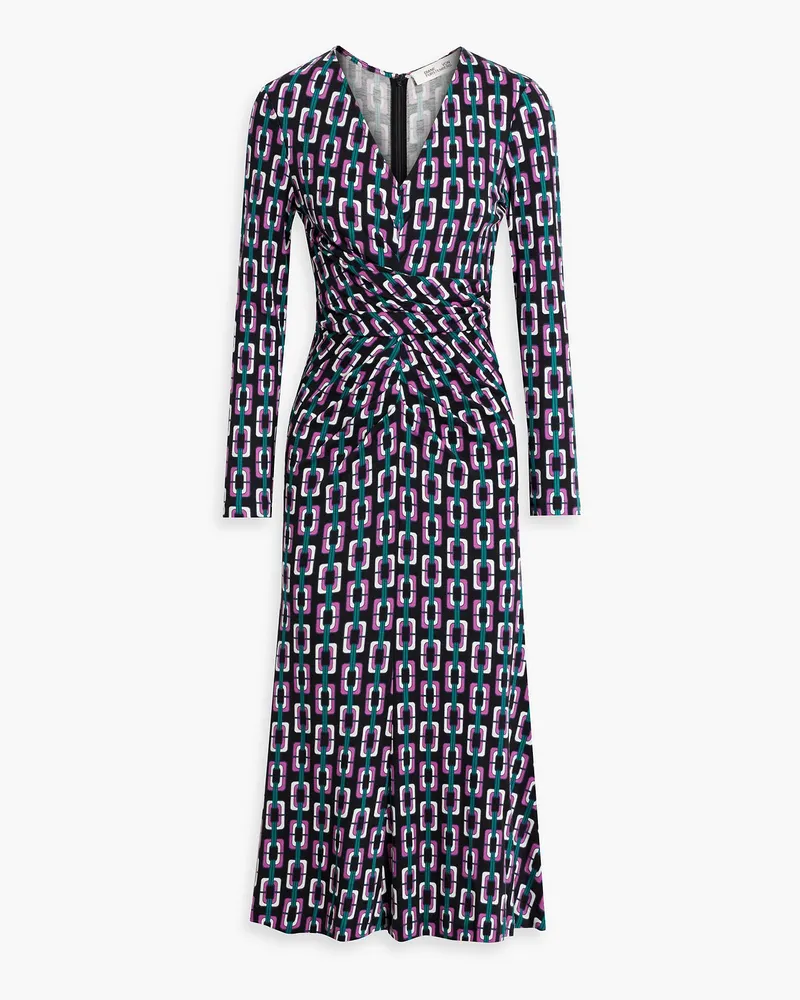 Diane von Furstenberg Timmy printed Lyocell and wool-blend midi dress Schwarz