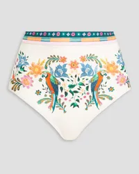 Zimmermann Hoch sitzendes Bikini-Höschen mit floralem Print Weiß