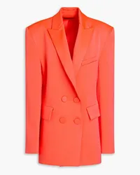 Alex Perry Doppelreihiger Blazer aus neonfarbenem glänzendem Crêpe Orange