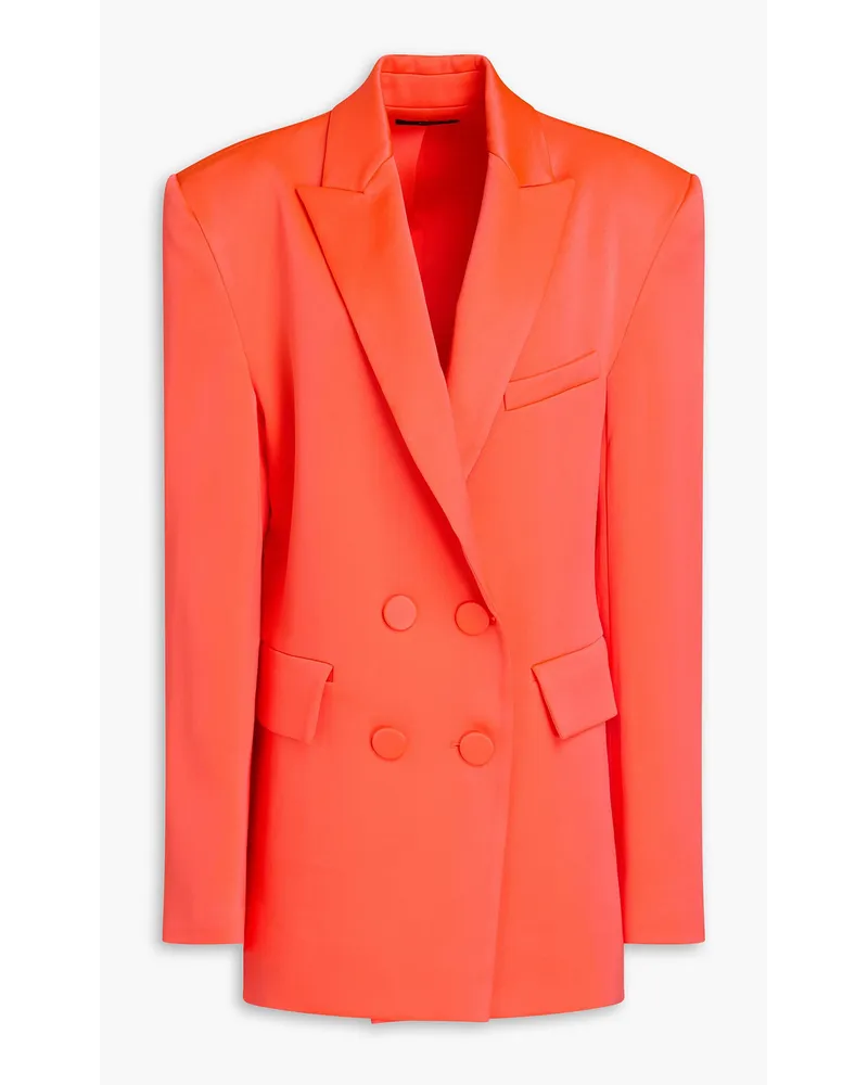 Alex Perry Doppelreihiger Blazer aus neonfarbenem glänzendem Crêpe Orange