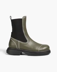 Ganni Chelsea-Boots aus Kunstleder Grün