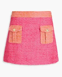 Derek Lam Rima two-tone cotton-blend bouclé-tweed mini skirt Orange