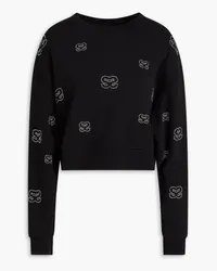 Sandro Crystal-embellished French cotton-blend terry sweatshirt Schwarz