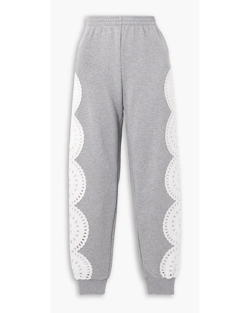 Stella McCartney Jogginghose Mit Schmal Zulaufendem Bein Aus Baumwoll Jersey Lochstickerei Grau