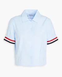 Thom Browne Hemd aus Baumwollpopeline mit Streifen Blau