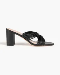 Stuart Weitzman Twist Block 75 Mules aus Leder Schwarz